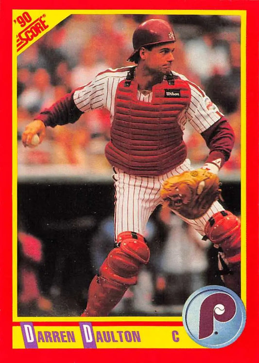 1990 Score #389 Darren Daulton EX Excellent Philadelphia Phillies Baseball Card - Baseball Card Single