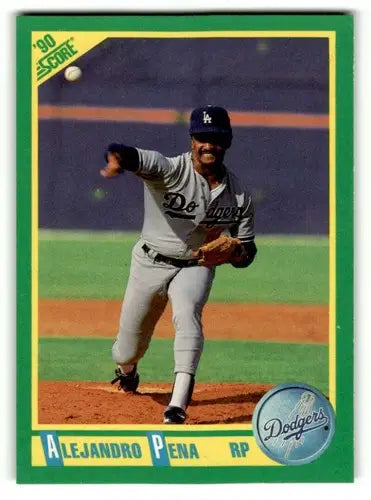 Original gloss Alejandro Pena Los Angeles Dodgers baseball card from 1990 Score #39