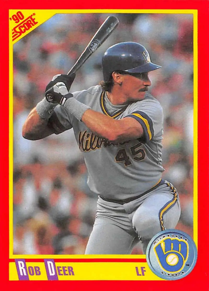 1990 Score #390 Rob Deer EX Excellent Milwaukee Brewers Baseball Card - Baseball Card Single
