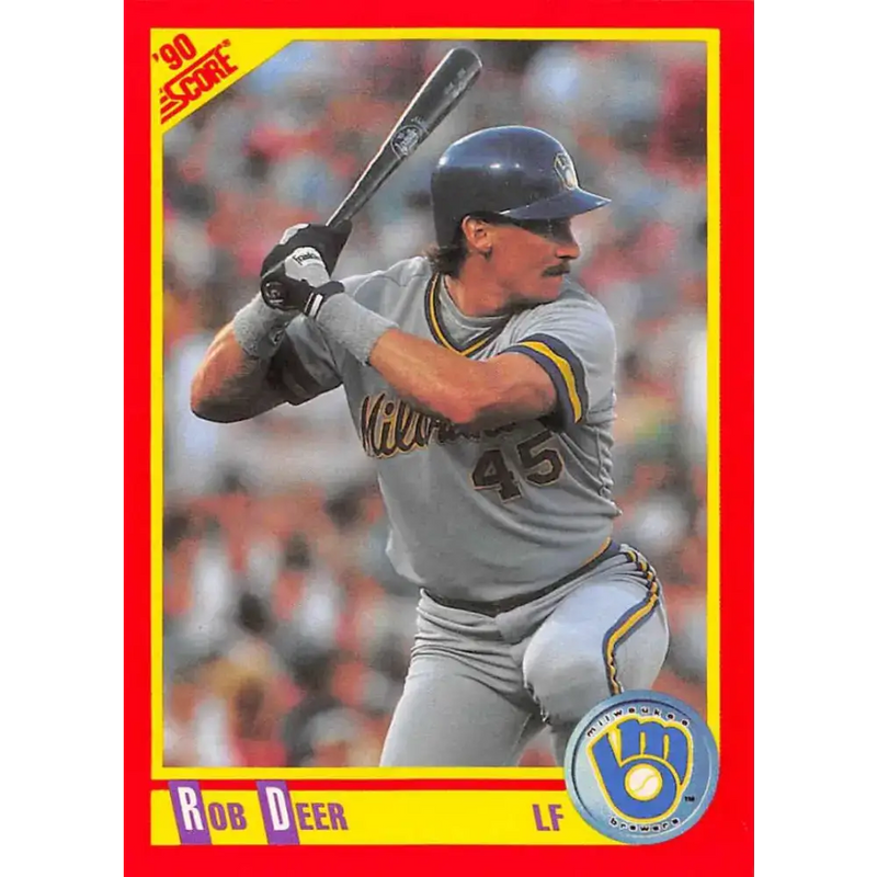 1990 Score #390 Rob Deer NM-MT Milwaukee Brewers Baseball Card - Baseball Card Single