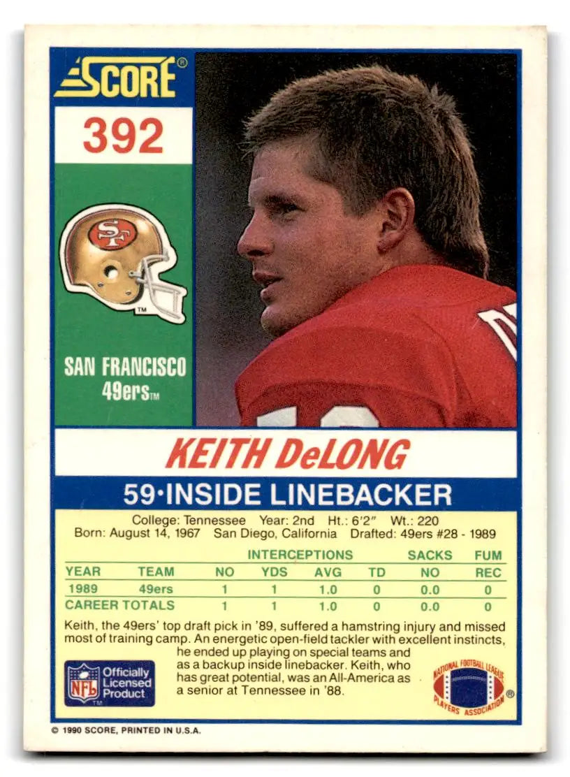 1990 Score #392 Keith DeLong - Football Card Single