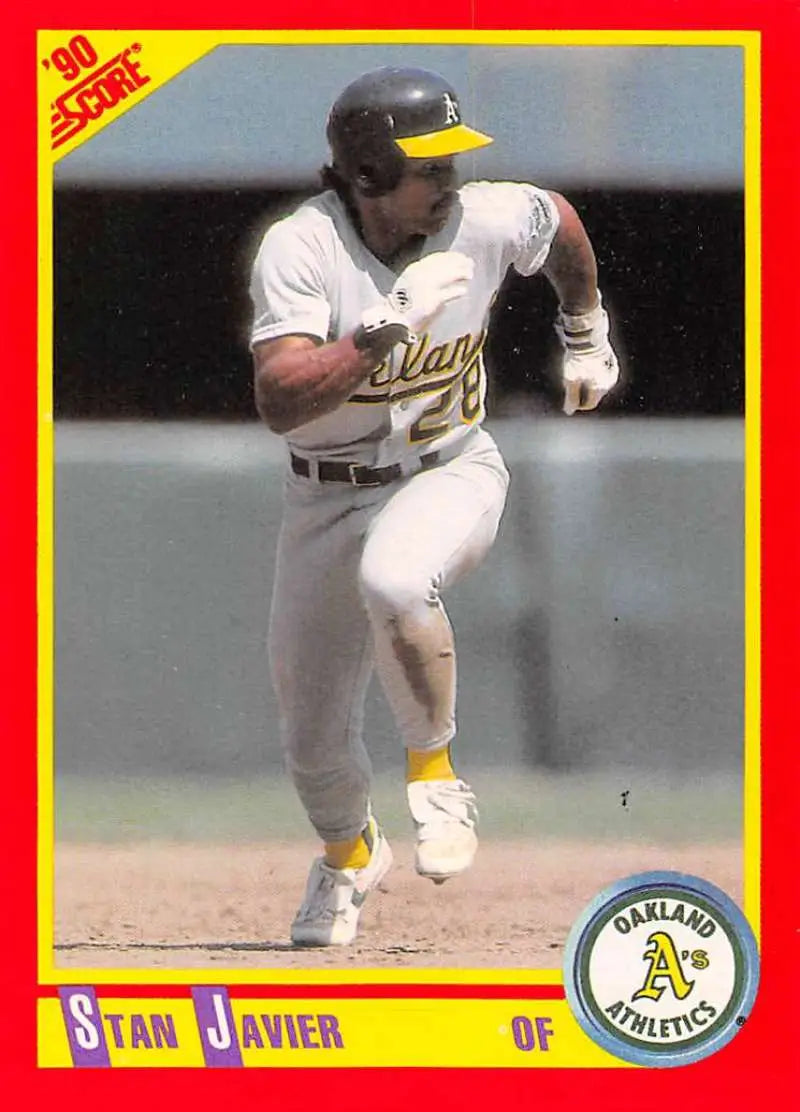 1990 Score #394 Stan Javier EX Excellent Oakland Athletics Baseball Card - Baseball Card Single