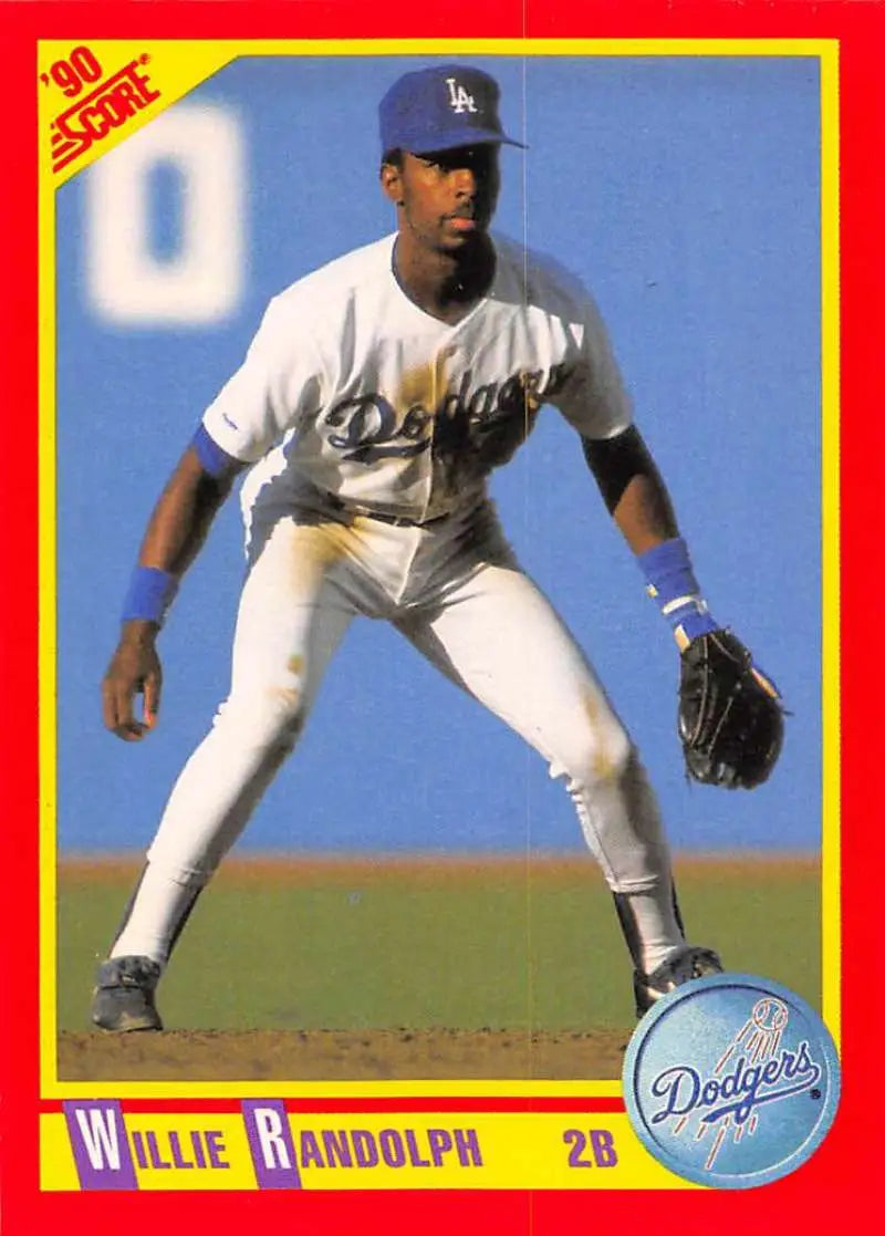 1990 Score #395 Willie Randolph EX Excellent Los Angeles Dodgers Baseball Card - Baseball Card Single
