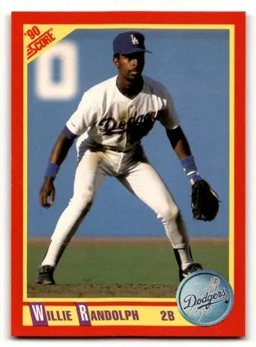 Original gloss Willie Randolph baseball card from 1990 Score #395 featuring Simply Sandoval