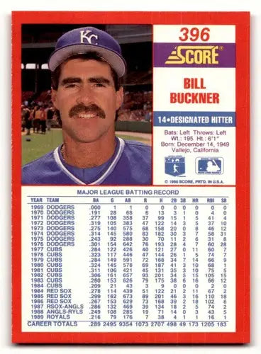 Original gloss of 1990 Score Bill Buckner baseball card featuring Simply Sandoval, cards typically sell