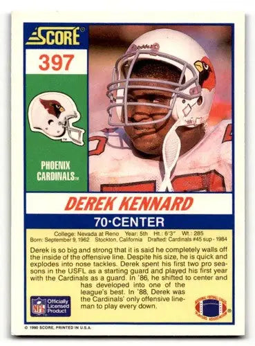 Original gloss Derek Kennard Phoenix Cardinals football card from 1990 Score set