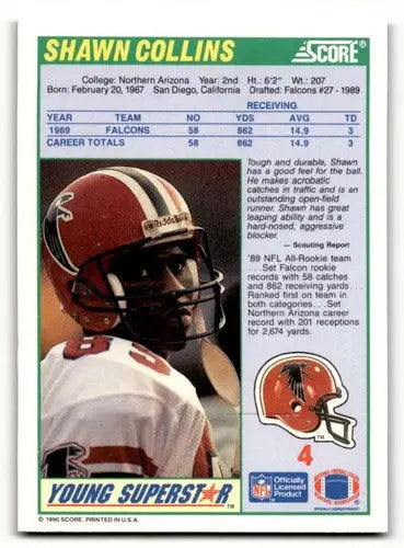 1990 Score #4 Shawn Collins Atlanta Falcons Football Cards EX/NM ID:62184 - Football Card Single