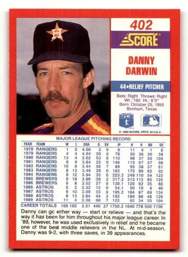 1990 Score #402 Danny Darwin ID:46492 - Baseball Card Single