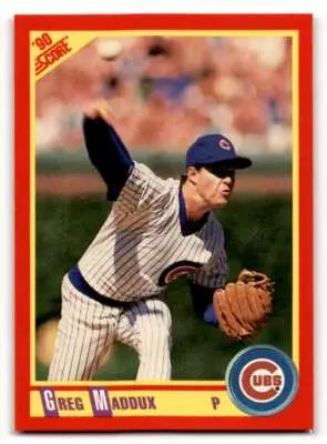 1990 Score Greg Maddux baseball card featuring original gloss with Simply Sandoval branding
