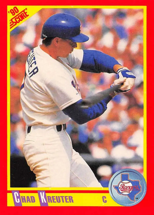 1990 Score #406 Chad Kreuter EX Excellent Texas Rangers Baseball Card - Baseball Card Single