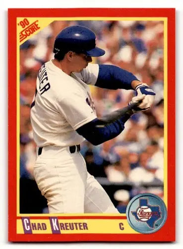 Original gloss Chad Kreuter baseball card from 1990 Score #406 featuring Simply Sandoval
