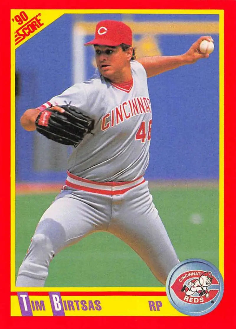 1990 Score #408 Tim Birtsas EX Excellent Cincinnati Reds Baseball Card - Baseball Card Single