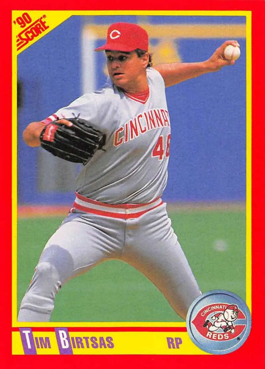 1990 Score #408 Tim Birtsas EX Excellent Cincinnati Reds Baseball Card - Baseball Card Single