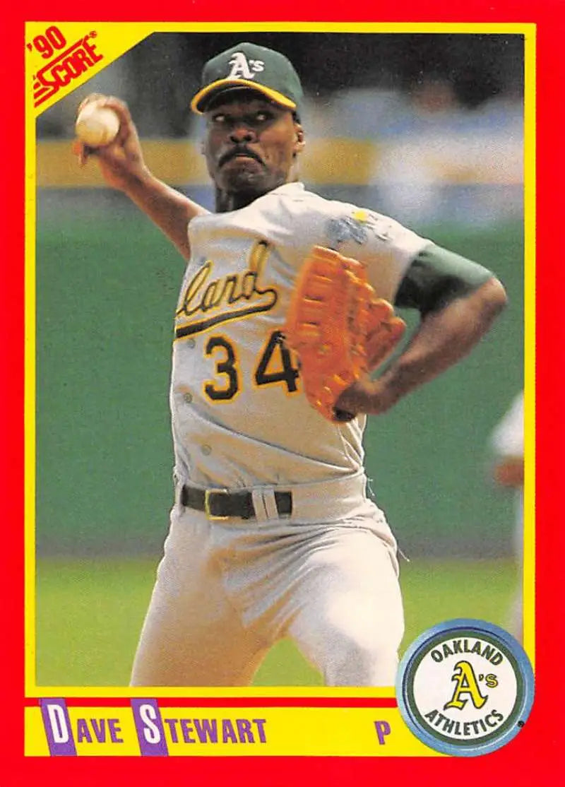 1990 Score #410 Dave Stewart EX Excellent Oakland Athletics Baseball Card - Baseball Card Single