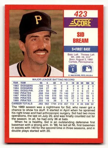 1990 Score #423 Sid Bream ID:46394 - Baseball Card Single
