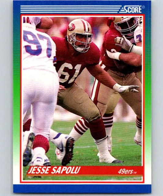 1990 Score #424 Jesse Sapolu NM-MT RC Rookie San Francisco 49ers Football Card - Football Card Single