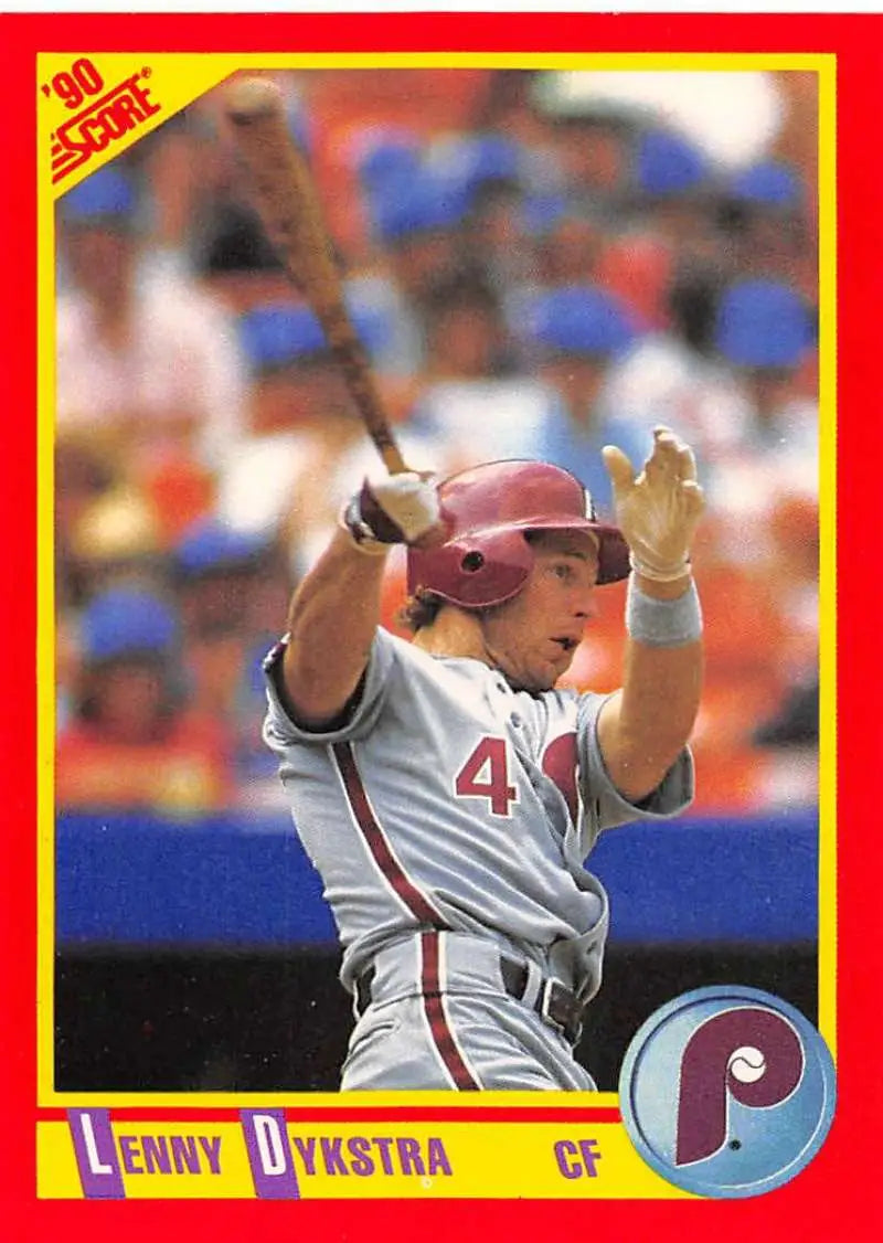 1990 Score #427 Lenny Dykstra EX Excellent Philadelphia Phillies Baseball Card - Baseball Card Single