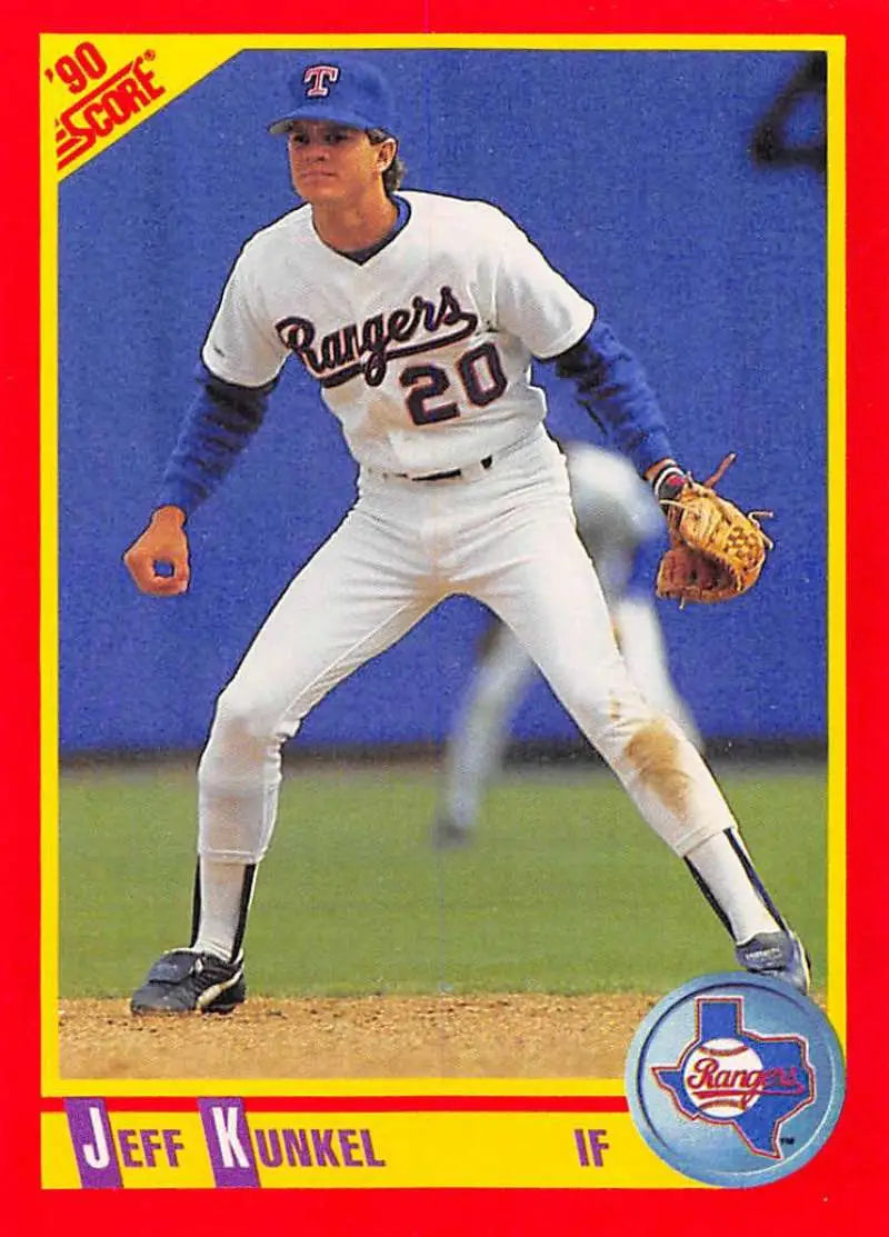 1990 Score #431 Jeff Kunkel EX Excellent Texas Rangers Baseball Card - Baseball Card Single