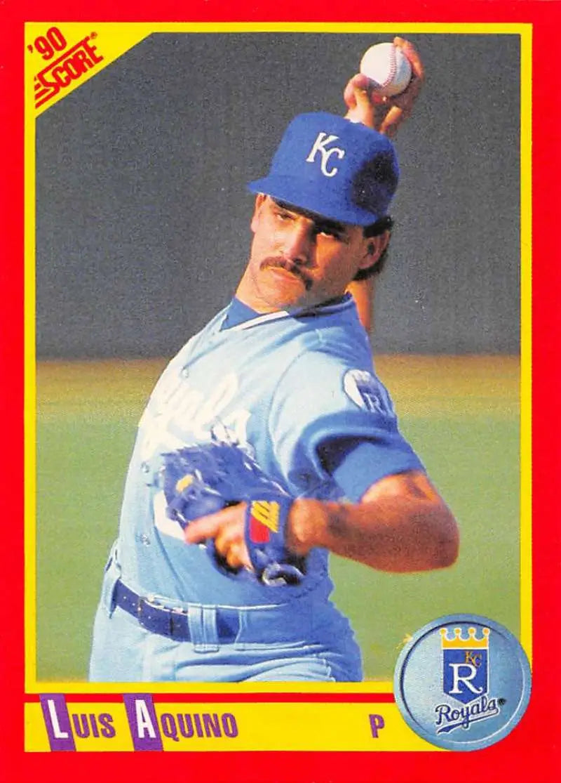 1990 Score #432 Luis Aquino EX Excellent Kansas City Royals Baseball Card - Baseball Card Single
