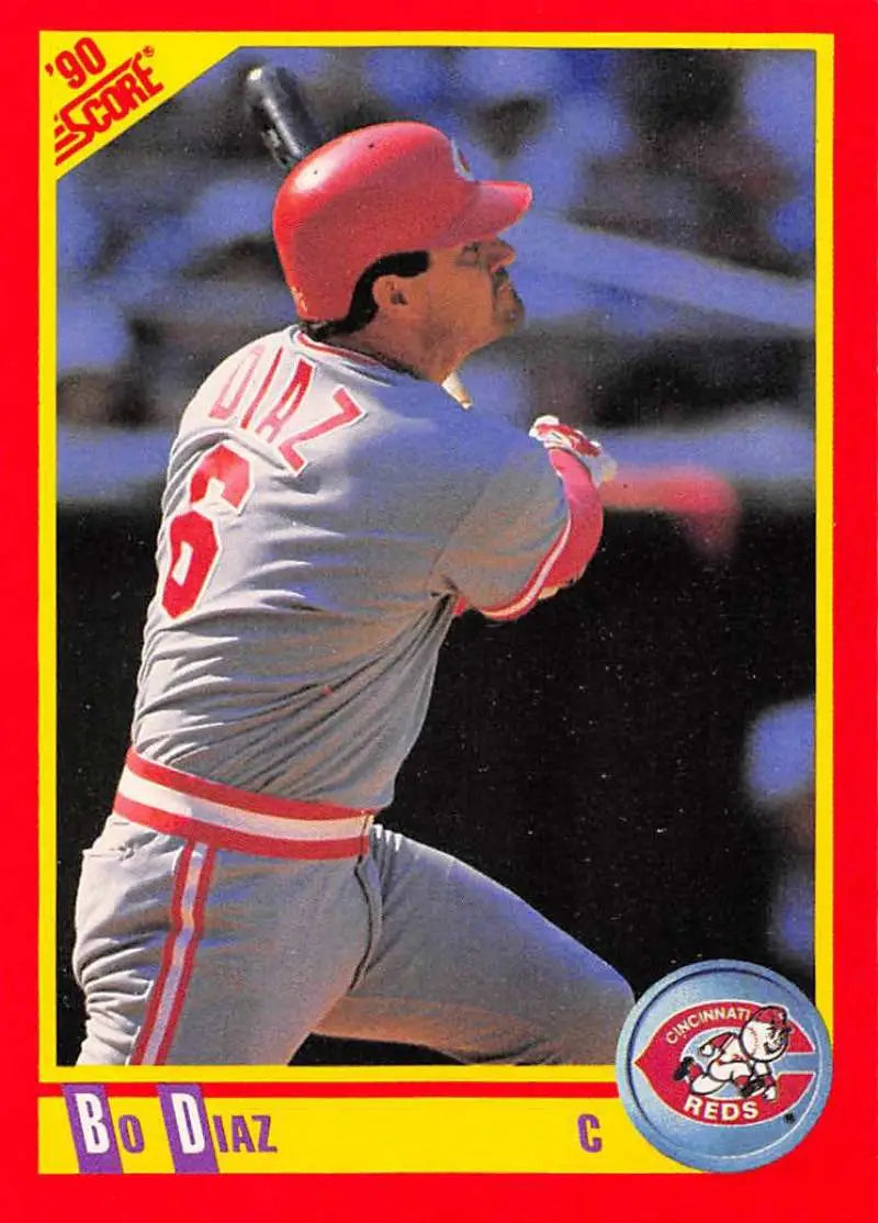 1990 Score #434 Bo Diaz EX Excellent Cincinnati Reds Baseball Card - Baseball Card Single