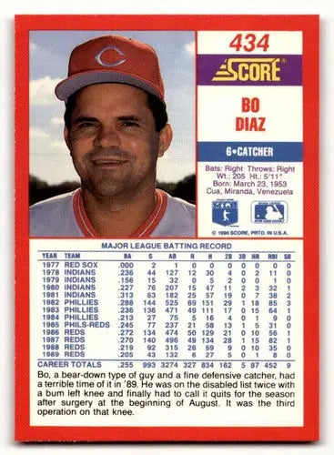 1990 Score #434 Bo Diaz ID:46417 - Baseball Card Single
