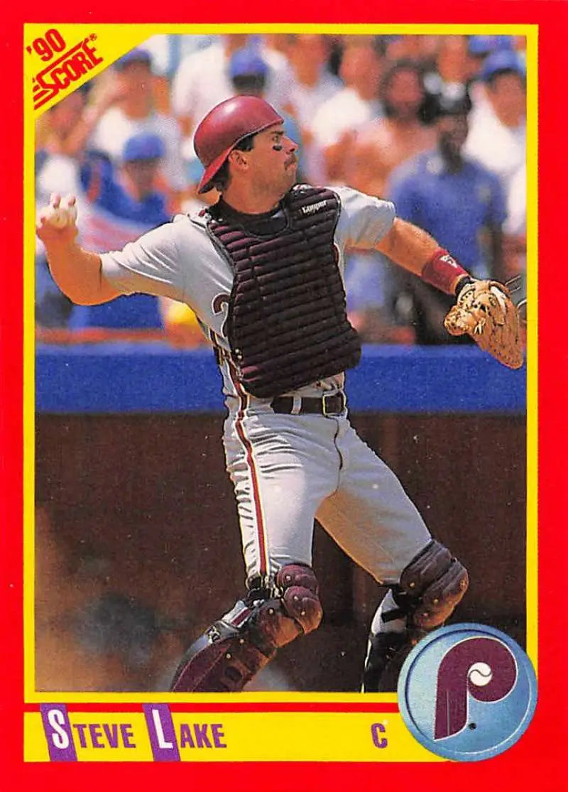 1990 Score #435 Steve Lake EX Excellent Philadelphia Phillies Baseball Card - Baseball Card Single