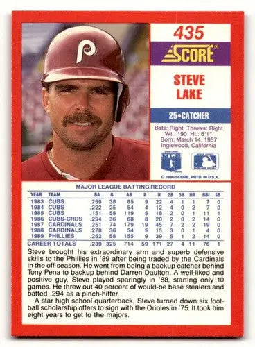 1990 Score #435 Steve Lake ID:46426 - Baseball Card Single