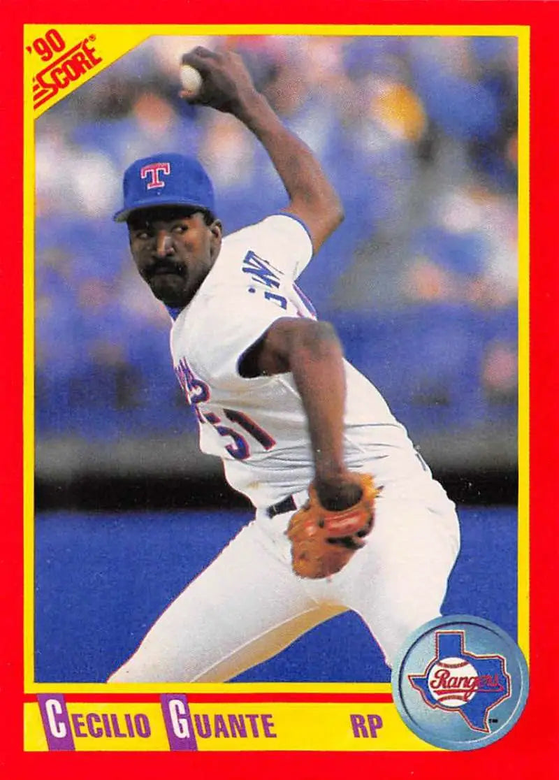 1990 Score #438 Cecilio Guante EX Excellent Texas Rangers Baseball Card - Baseball Card Single