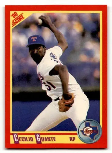 Original gloss Cecilio Guante baseball card from 1990 Score #438 featuring Simply Sandoval