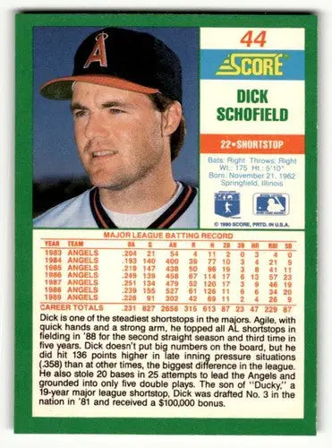1990 Score Dick Schofield California Angels baseball card with original gloss