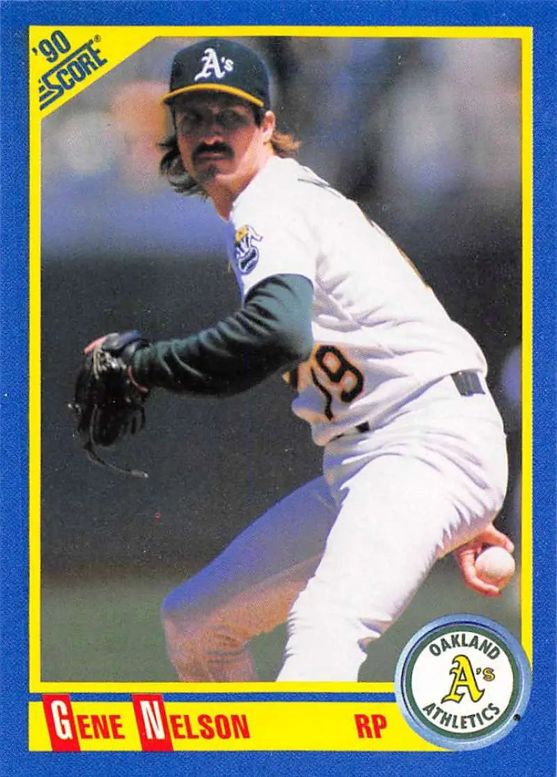 1990 Score #441 Gene Nelson EX Excellent Oakland Athletics Baseball Card - Baseball Card Single
