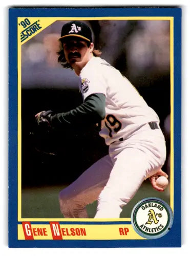 Gene Nelson baseball card with original gloss from 1990 Score NM-MT Athletics