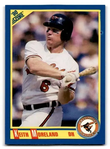 Original gloss Keith Moreland baseball card from 1990 Score #444 featuring Simply Sandoval