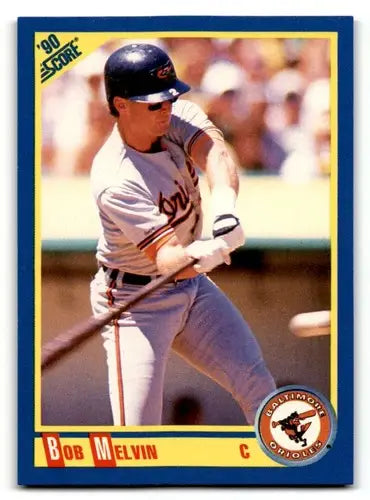 Original gloss baseball card featuring Bob Melvin from 1990 Score #453 with Simply Sandoval