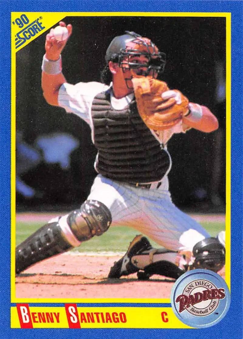 1990 Score #454 Benito Santiago EX Excellent San Diego Padres Baseball Card - Baseball Card Single