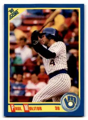 Original gloss of Paul Molitor baseball card from 1990 Score #460 featuring Simply Sandoval