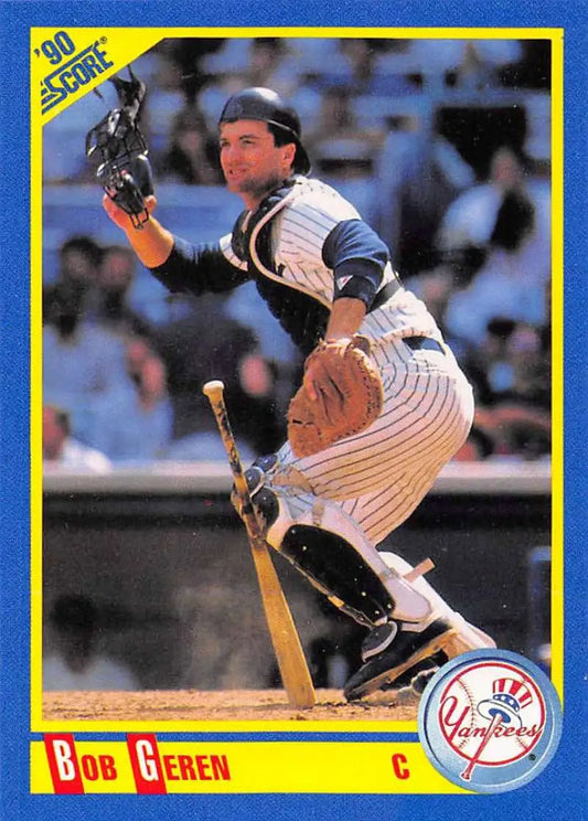 1990 Score #464 Bob Geren EX Excellent New York Yankees Baseball Card - Baseball Card Single