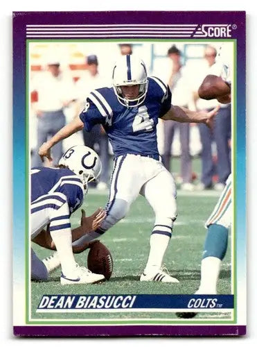 Dean Biasucci football card featuring Indianapolis Colts player from 1990 Score series