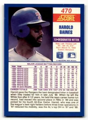 Original gloss of Harold Baines baseball card from 1990 Score Simply Sandoval collection