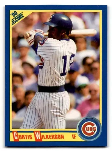 Original gloss Curtis Wilkerson baseball card from 1990 Score #474 featuring Simply Sandoval