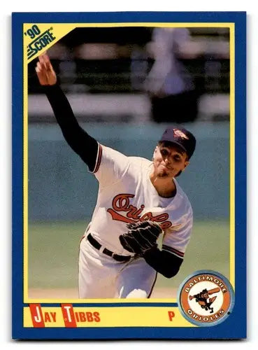 Original gloss Jay Tibbs baseball card from 1990 Score #480 displayed