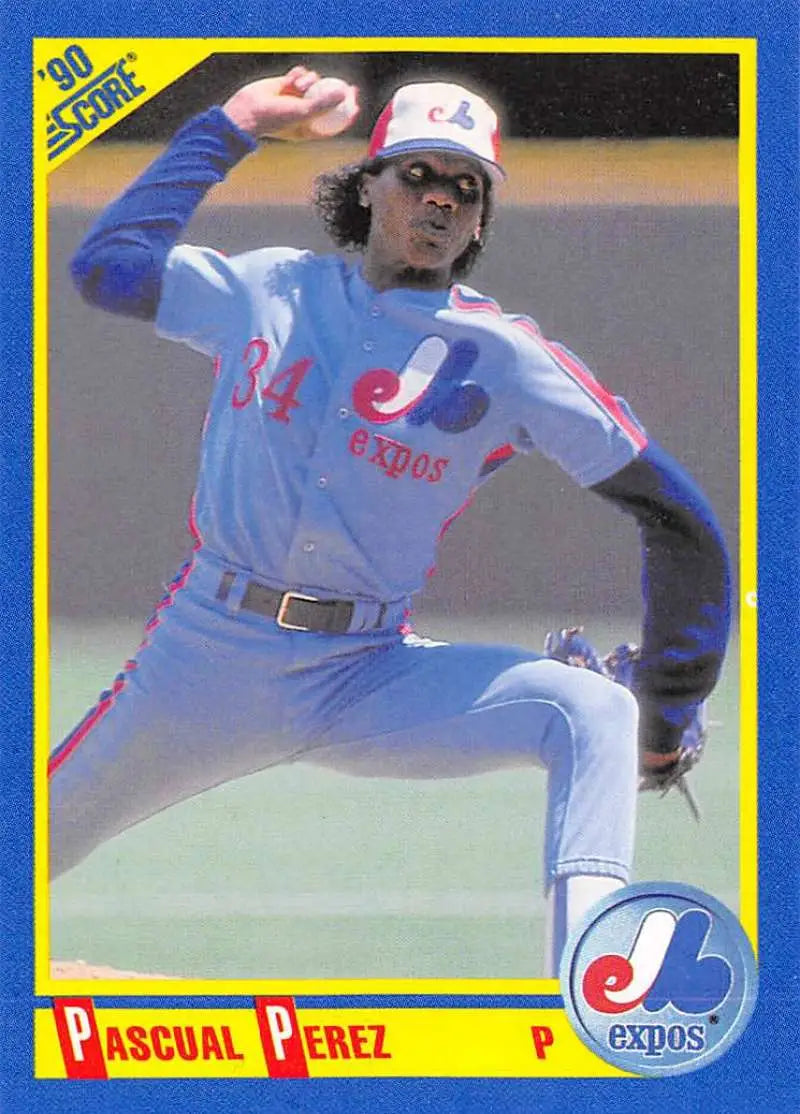 1990 Score #486 Pascual Perez EX Excellent Montreal Expos Baseball Card - Baseball Card Single