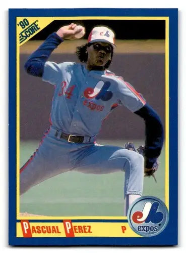 Original gloss Pascual Perez baseball card from 1990 Score #486 featuring Pascual Perez