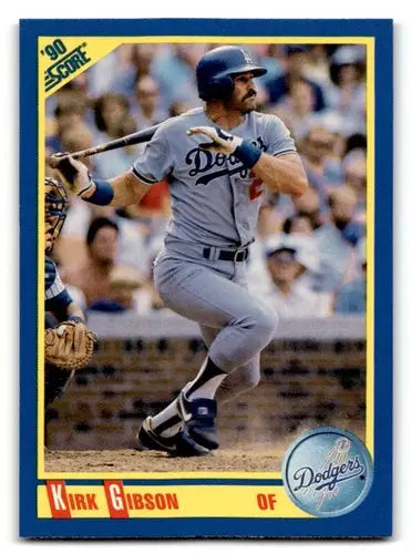 Original gloss Kirk Gibson baseball card from 1990 Score #487 featuring Simply Sandoval