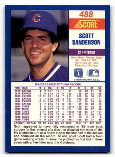 1990 Score #488 Scott Sanderson ID:46922 - Baseball Card Single
