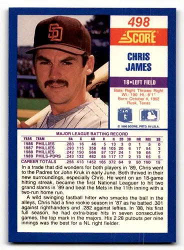 1990 Score #498 Chris James ID:46929 - Baseball Card Single