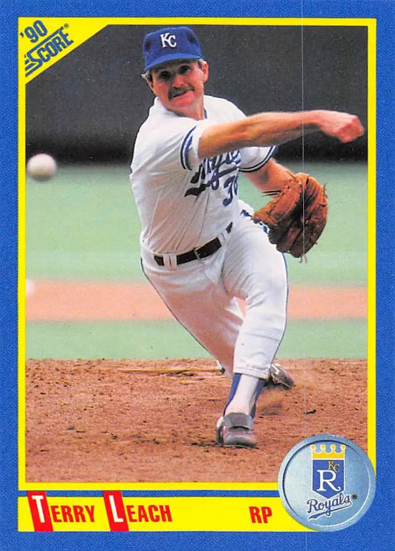 1990 Score #502 Terry Leach EX Excellent Kansas City Royals Baseball Card - Baseball Card Single