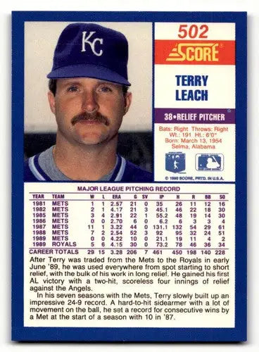 1990 Score #502 Terry Leach ID:46904 - Baseball Card Single