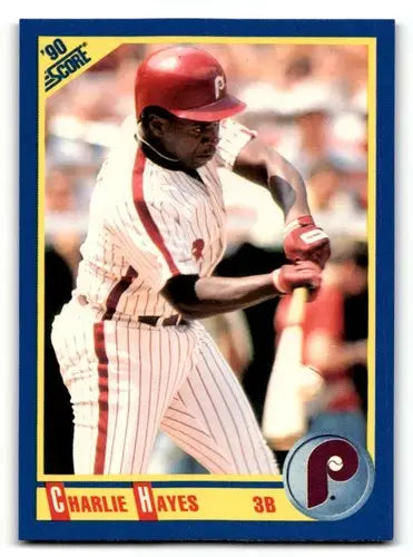 Original gloss of Charlie Hayes baseball card from 1990 Score #507 featuring simply Sandoval