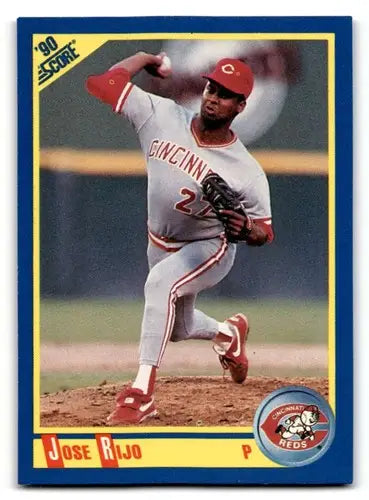 Original gloss of Jose Rijo baseball card from 1990 Score #511 featuring Simply Sandoval